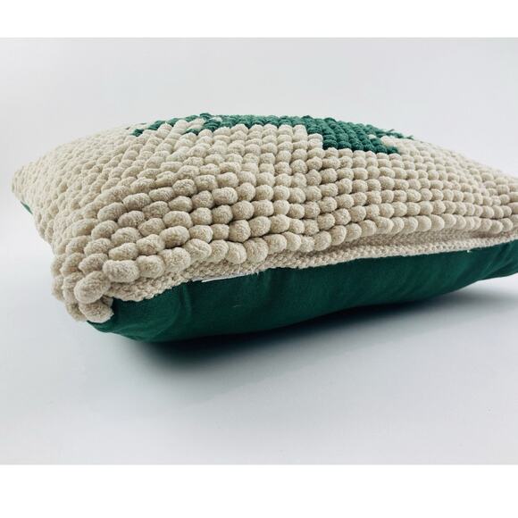 Christmas Tree Loops Holiday Throw Pillow Green Cream Hooked Mina Victory XMAS - Picture 4 of 11